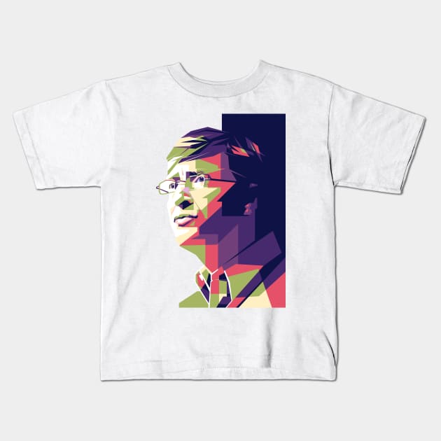 Bill Gates in pop art style wpap Kids T-Shirt by Sterelax Studio